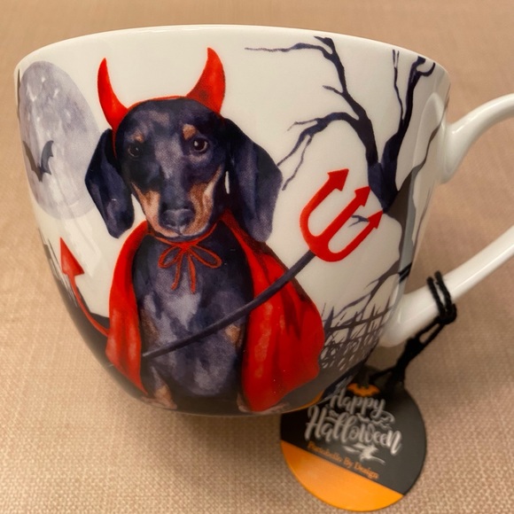 Portobello By Design Little Devil Dachshund Wiener dog Halloween coffee Mug - Picture 2 of 7